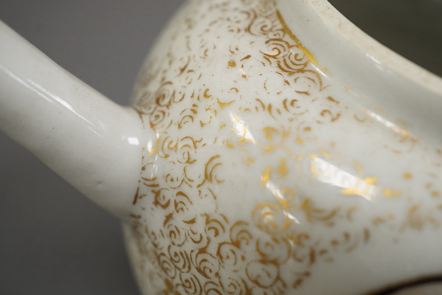 A Chinese export gilt and famille rose teapot, Yongzheng / Qianlong period